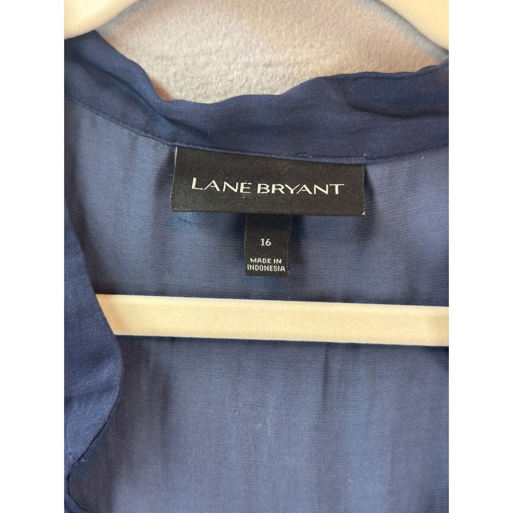 Lane Bryant Size 16 Blue Sleeveless Flowy Pleated Boho Tunic Top Plus V Neck - Picture 3 of 8